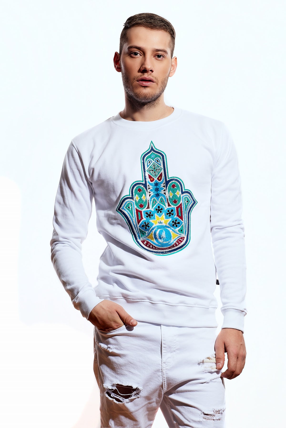 SUDADERA MANO DE FATIMA MOSAICO