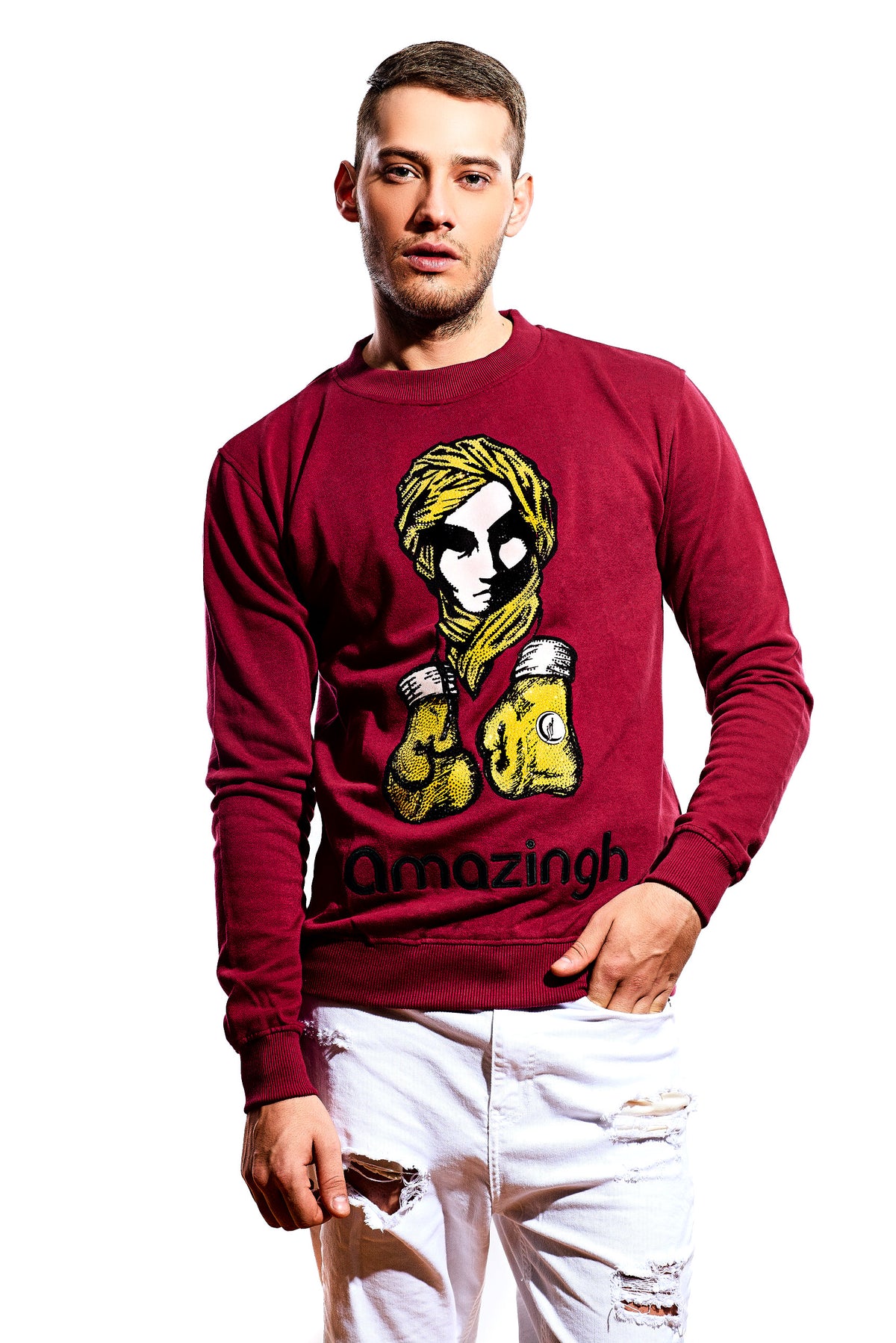 SUDADERA DE BOXEADOR TURBANTE BURDEOS
